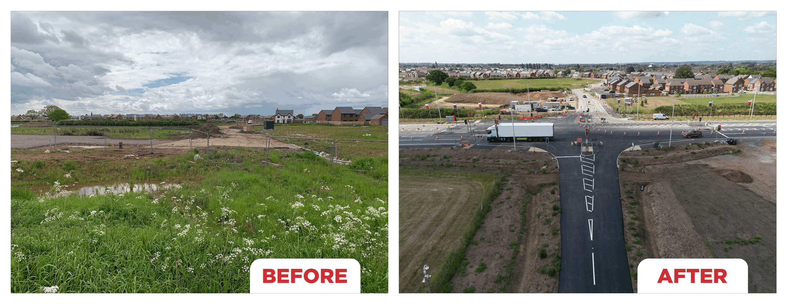 before and after of McCann work on the A5 longshot project